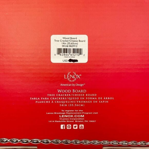 WOOD BOARD TREE CHEESE AND CRACKER BOARD BY LENOX 14” NIB - Picture 3 of 4